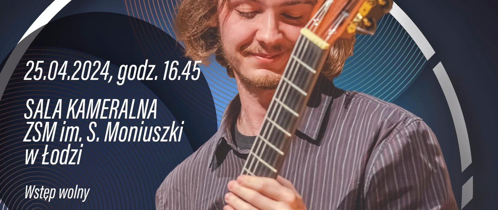 Czwartkowe spotkania z gitarą - plakat z gitarzystą