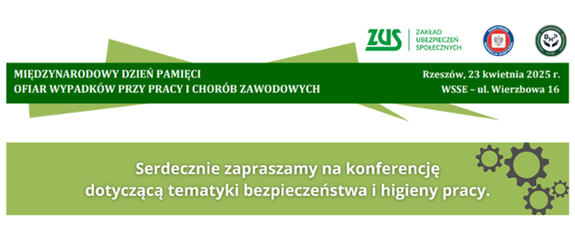 Plakat Konferencji z zakresu Bezpieczeństwa i Higieny Pracy 23.04.2025, Wojewódzka Stacja Sanitarno - Epidemiologiczna w Rzeszowie, ul. Wierzbowa 16, 
