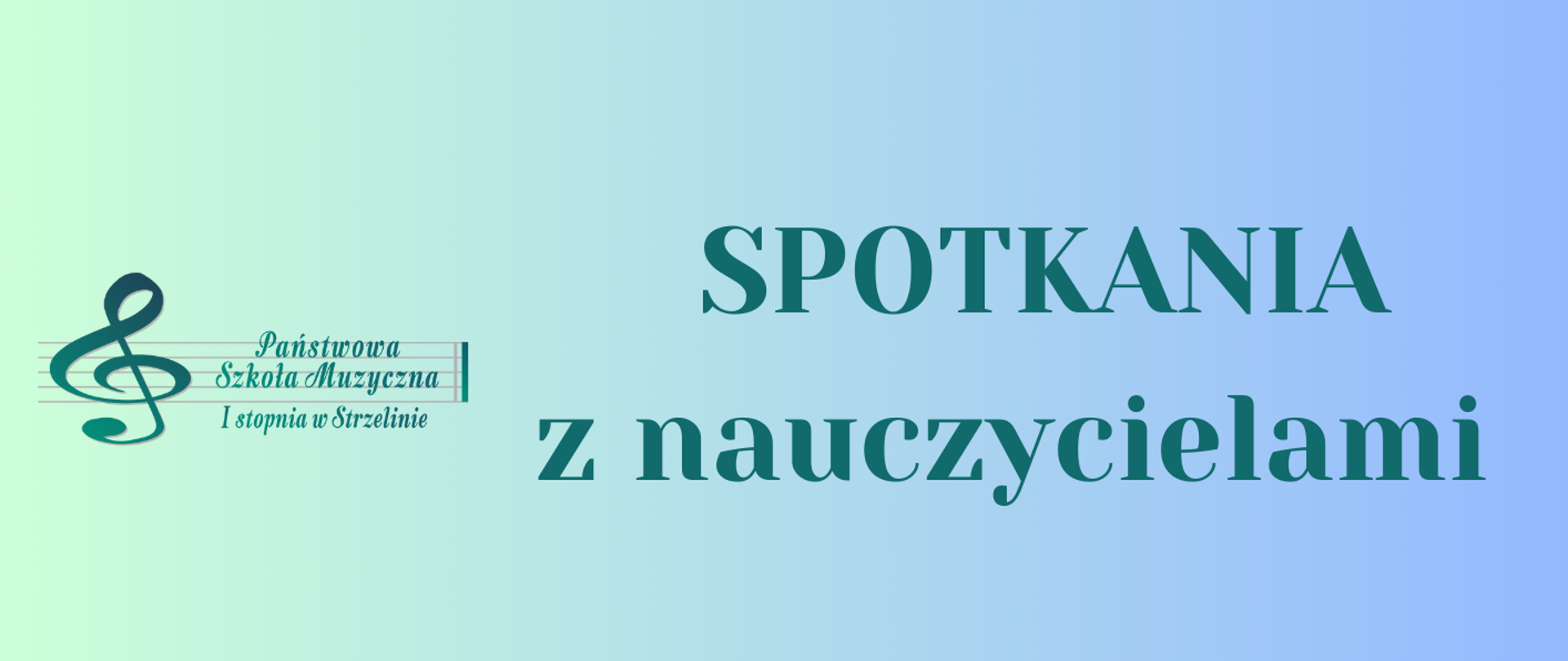 Na błękitnym tle znajduje się logo PSM oraz napis "Spotkania z nauczycielami"