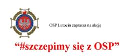 Plakat informacyjny w ramach programu Szczepimy się z OSP. Czarny druk na białym tle oraz grafiki samochodów ratowniczo- gaśniczych. 