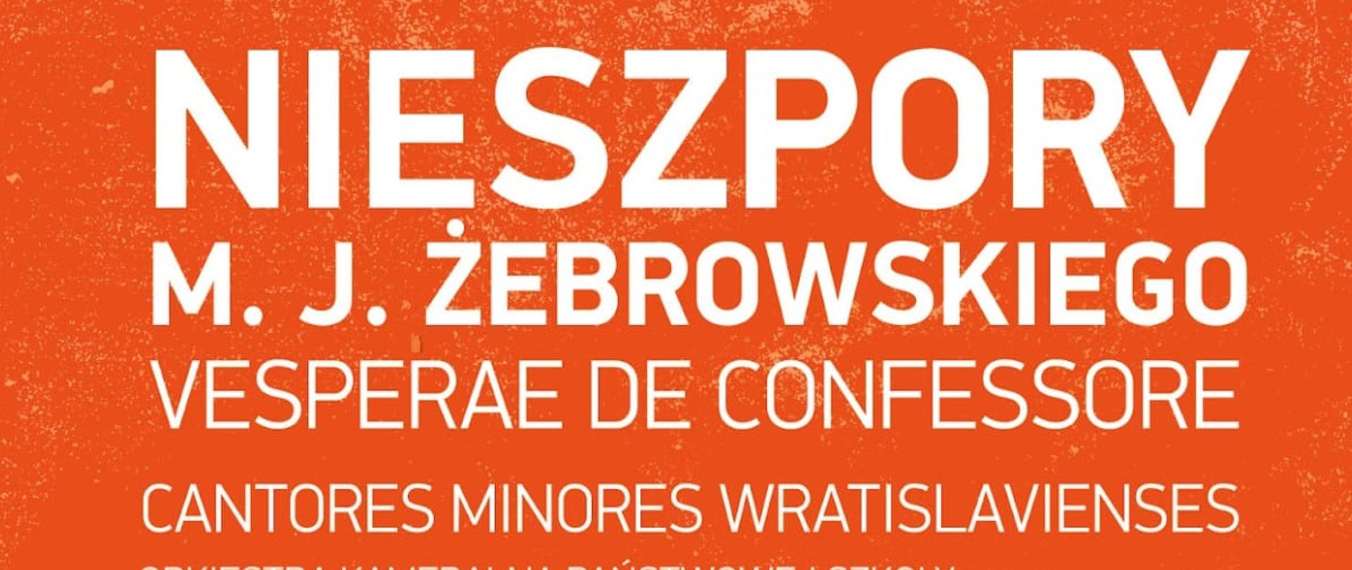 w centralnej części biała grafika przedstawiająca kaplicę, od której promieniście odchodzą żółte linie, w górnej części czarny pas, całość na pomarańczowym tle