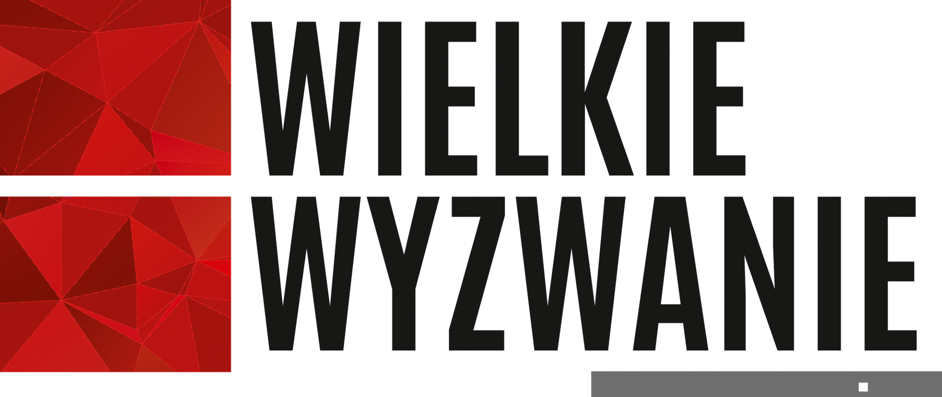 od lewej: dwa czerwone prostokąty z łamaną strukturą. obok czarny napis wielkimi literami: Wielkie Wyzwanie. pod tym napisem małymi literami szarą czcionką napis: energia