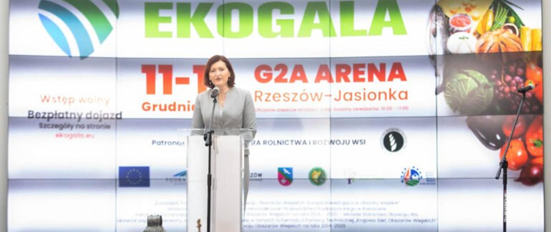 Wojewoda podkarpacki Ewa Leniart przemawia podczas XV targów Ekogala