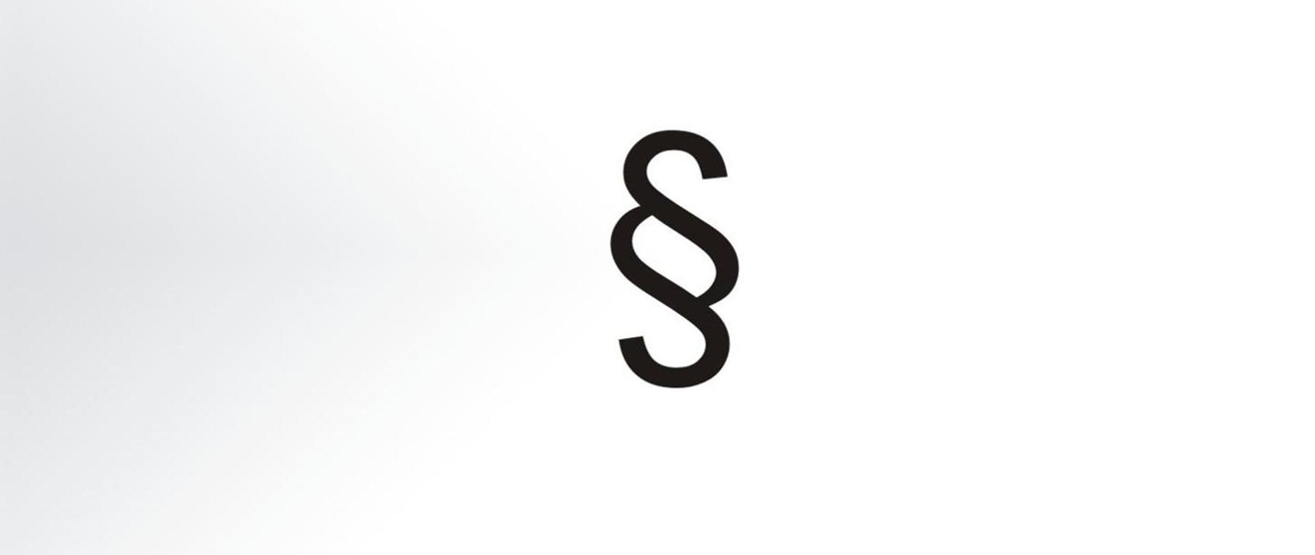 Grafika z symbolem znaku paragrafu, czarny symbol na biało-szarym tle