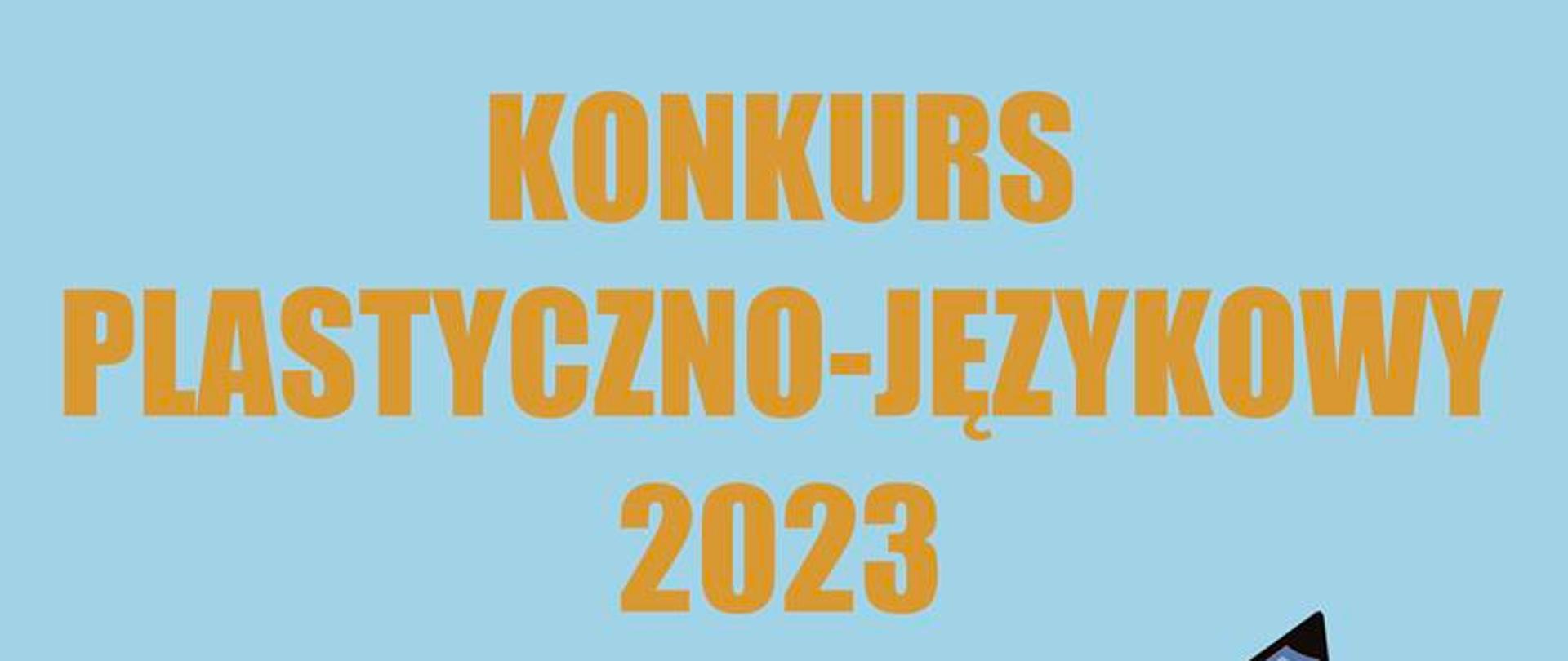 Wielobarwny plakat promujący konkurs plastyczno-językowy "Mój magiczny ołówek". Na plakacie kartka papieru i wielokolorowe ołówki