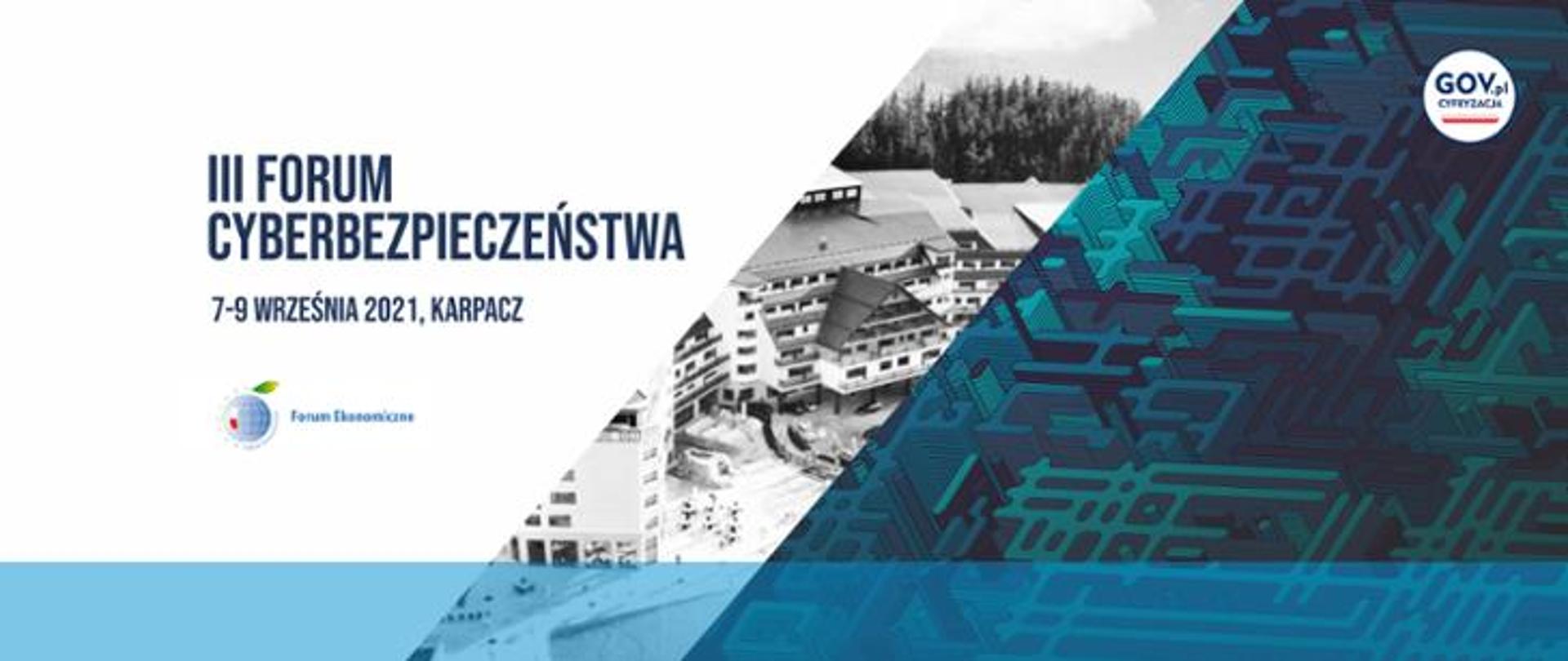 Baner wydarzenia z napisem II Forum Cyberbezpieczeństwa 7-9września Karpacz