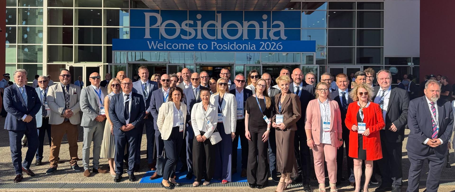 Polish exhibitors and embassy representatives at the opening of the Posidonia International Shipping Exhibition 2