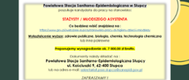 kolorowa infografika z ofertą pracy w Powiatowej Stacji Sanitarno-Epidemiologicznej w Słupcy