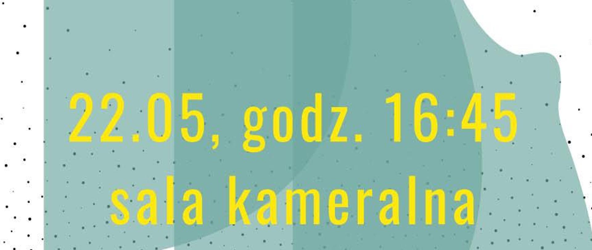 z lewej strony żółte grafiki przedstawiające lewą połowę skrzypiec, z prawej strony niebieskie grafiki przedstawiające prawą połowę skrzypiec, calość na jasnym tle