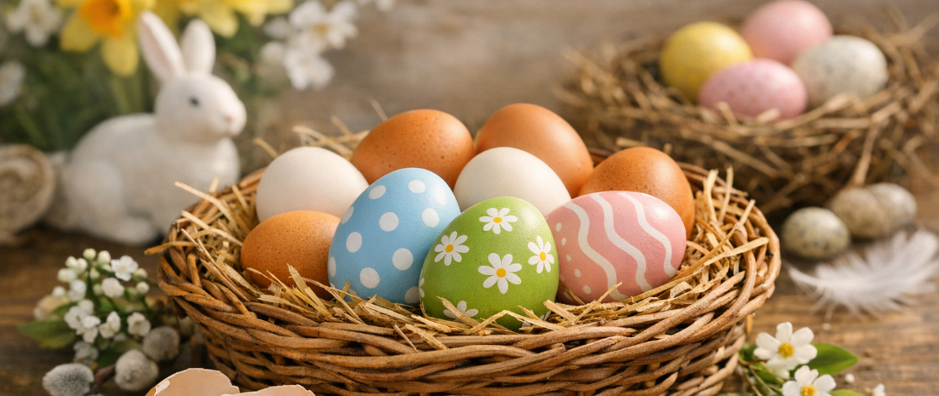 Koszyk jajek wielkanocnych