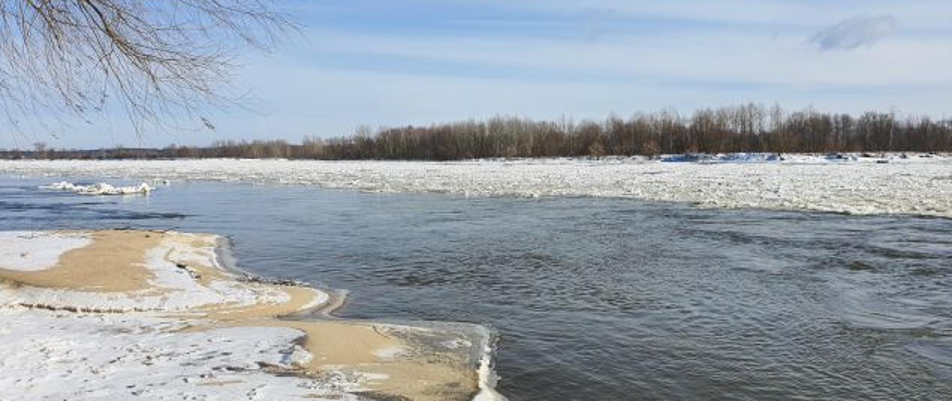 Widok z brzegu na rzekę Wisłę w miejscowości Latków