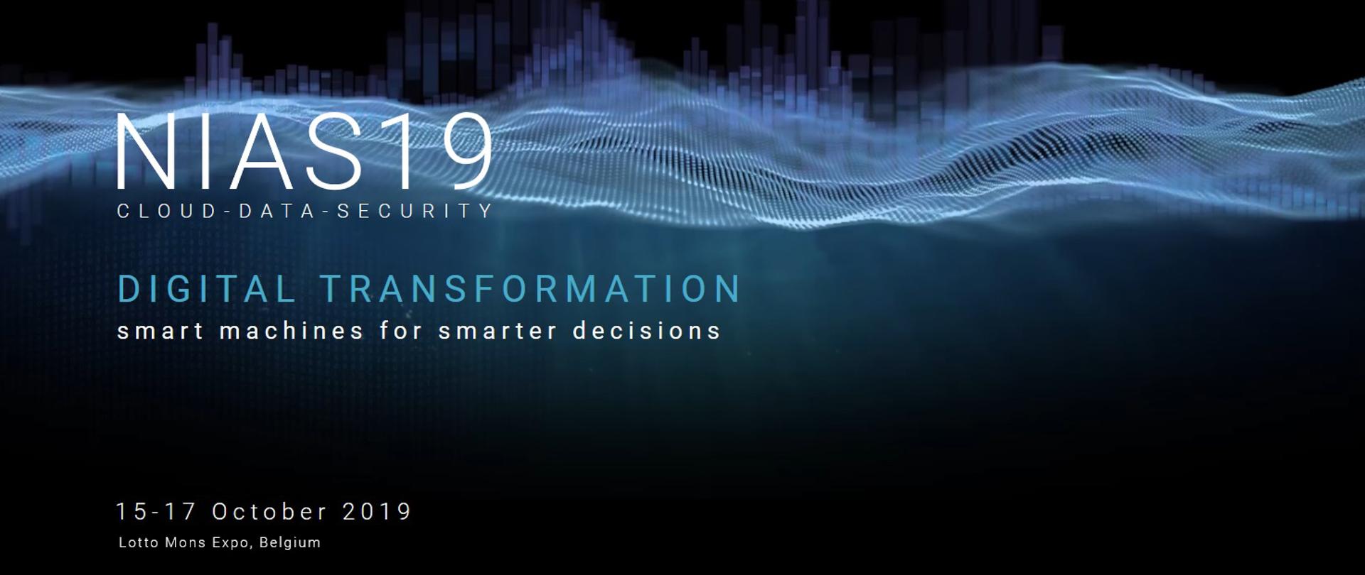 Grafika ze strony internetowej konferencji NIAS19 z tytułem oraz datą wydarzenia.
