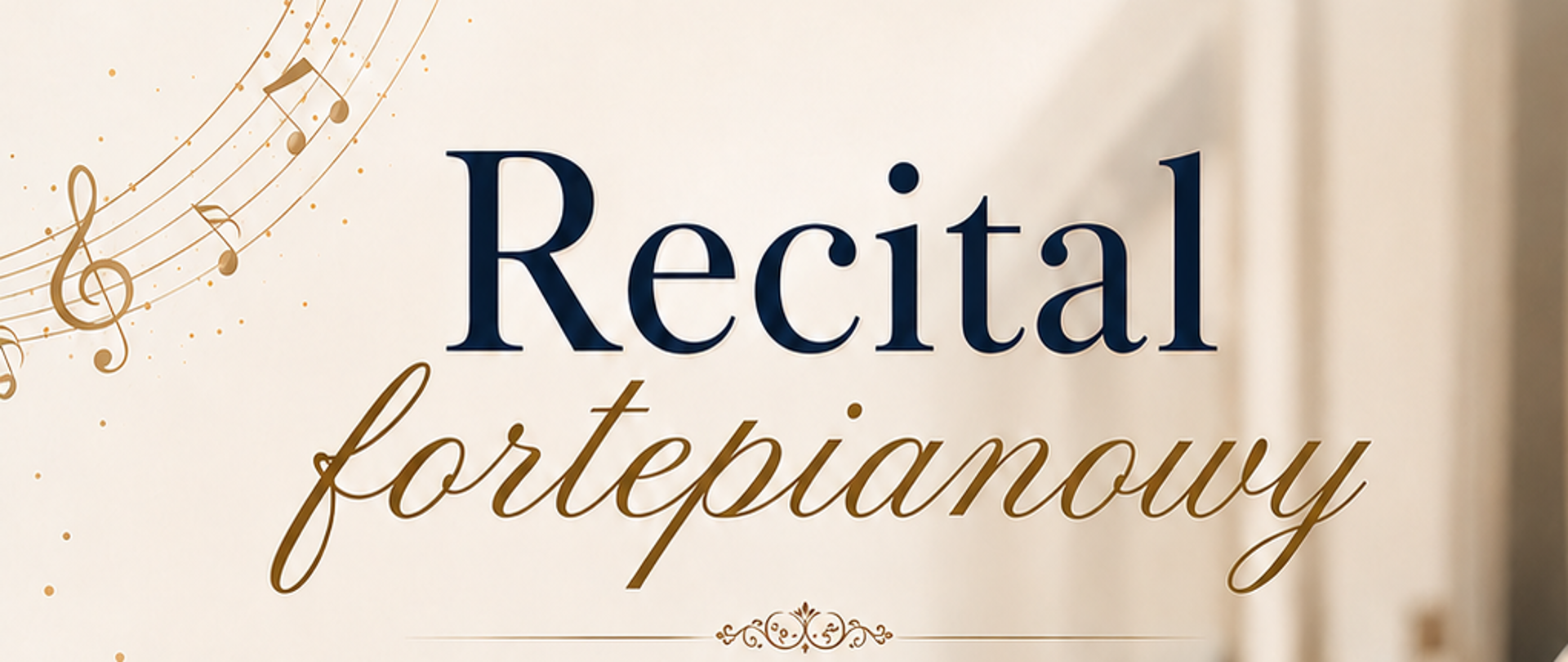 Plakat recitalu fortepianowego. W centralnej części widnieje napis „Recital fortepianowy”, poniżej imię i nazwisko wykonawcy: Jacob Sarwer, uczeń dra Michała Mossakowskiego. Program obejmuje utwory W. A. Mozarta oraz Fryderyka Chopina: Sonatę C-dur KV 330, Nokturn Des-dur op. 27 nr 2, Mazurka a-moll op. 17 nr 4, Walca As-dur op. 42 i Scherzo h-moll op. 20. Po prawej stronie znajduje się fortepian koncertowy Steinway & Sons. Recital odbędzie się 19 maja 2026 roku o godz. 16:30 w auli Państwowej Szkoły Muzycznej I stopnia im. Witolda Lutosławskiego w Starogardzie Gdańskim. Wstęp wolny.