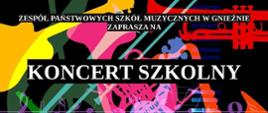 Plakat informujący o Koncercie Szkolnym - 19 marca 2024 godz. 15:30 Aula Szkoły