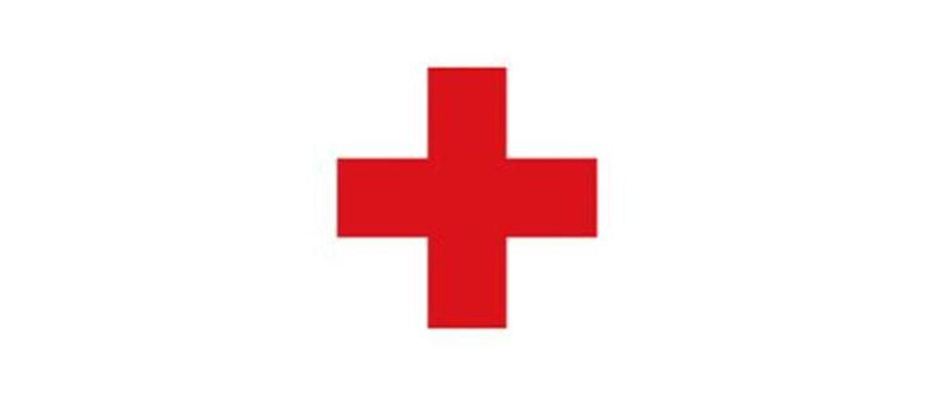 Czerwony krzyż na białym tle
