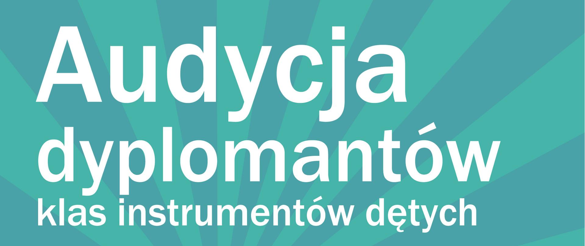 w górnej części tytuł audycji, poniżej na fioletowym tle informacja o miejscu oraz terminie, w dolnej części szary napis "zapraszamy!", całość na tle ciemnych i jasnych niebieskich, fioletowych oraz białych pasów rozchodzących się promieniście