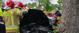 SAMOCHÓD OSOBOWY UDERZYŁ W DRZEWO W OKOLICACH KĄKOLEWA