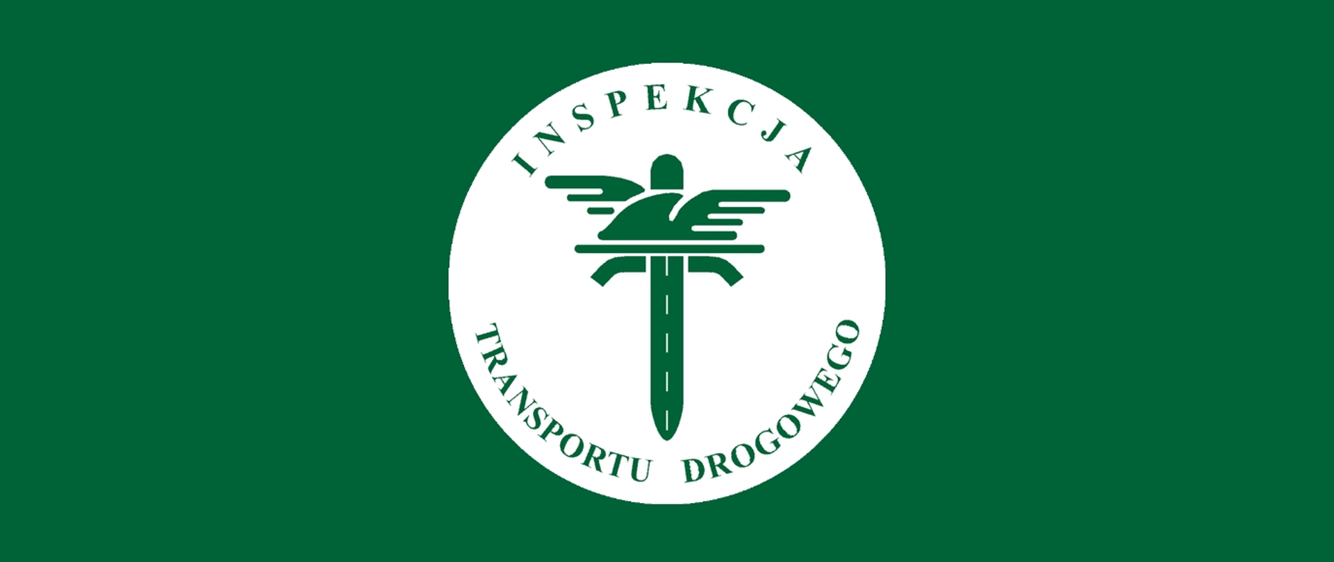Na zielonym tle logo inspekcji transportu drogowego (motyw zielony na białym tle)