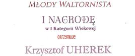 I nagrodę w I kategorii wiekowej otrzymuje Krzysztof Uherek 