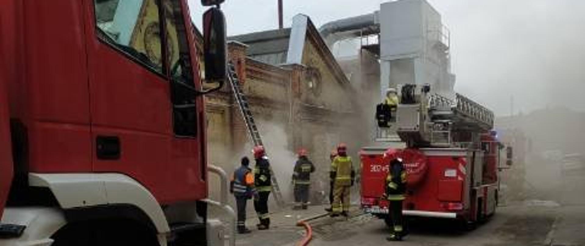 PSP w trakcie prowadzonej akcji gaśniczej budynku archiwum LUW. 