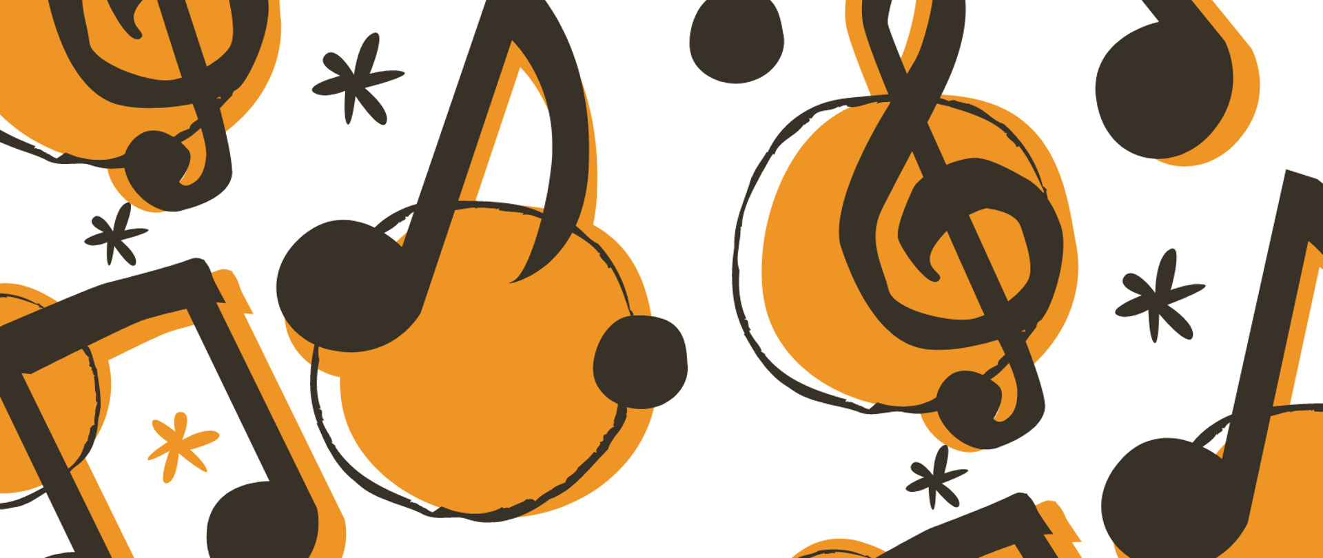 Napis "koncert klasy pierwszej, 12,12,2022 Godz 16:30, Sala koncertowa PSM" wraz z logo szkoły na kremowym tle. W górnej części plakatu znajdują się brązowo-pomarańczowe nuty