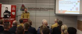 Przemówienie Zastępcy Wielkopolskiego Komendanta Wojewódzkiego st. bryg. Tomasza Grelaka podczas odprawy podsumowującej działalność średzkich strażaków w 2024 r.