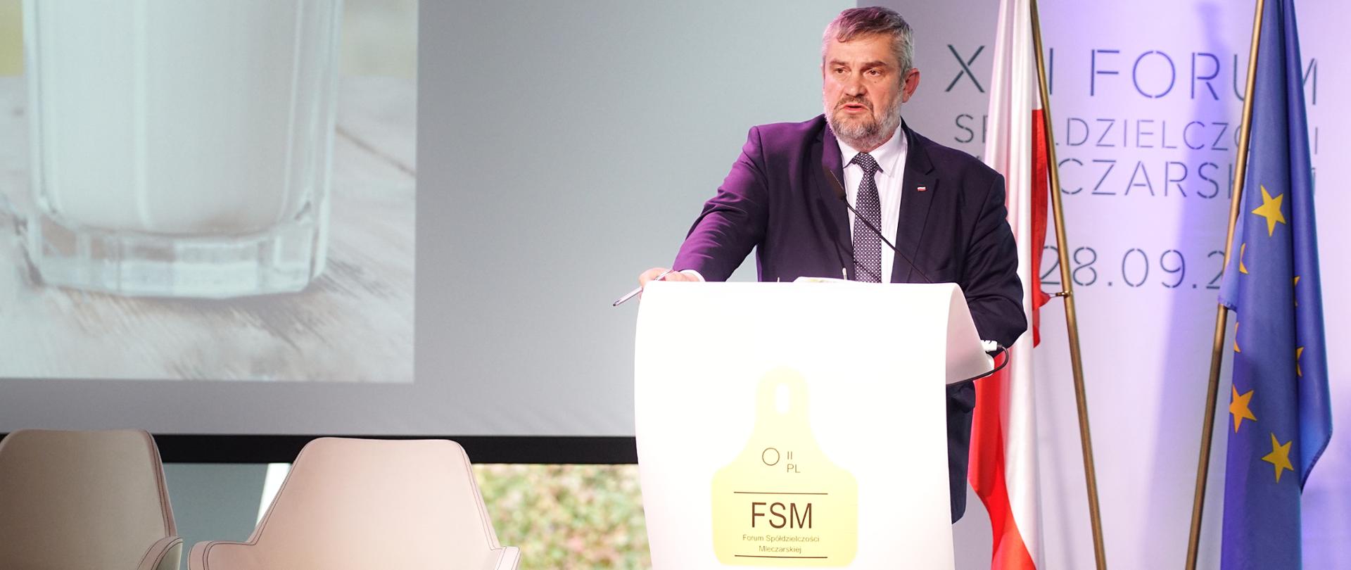 Minister Jan Krzysztof Ardanowski podczas XVI FSM