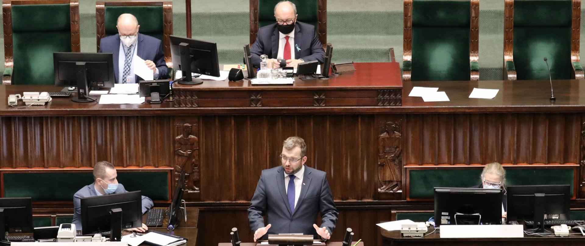 minister Grzegorz Puda w Sejmie