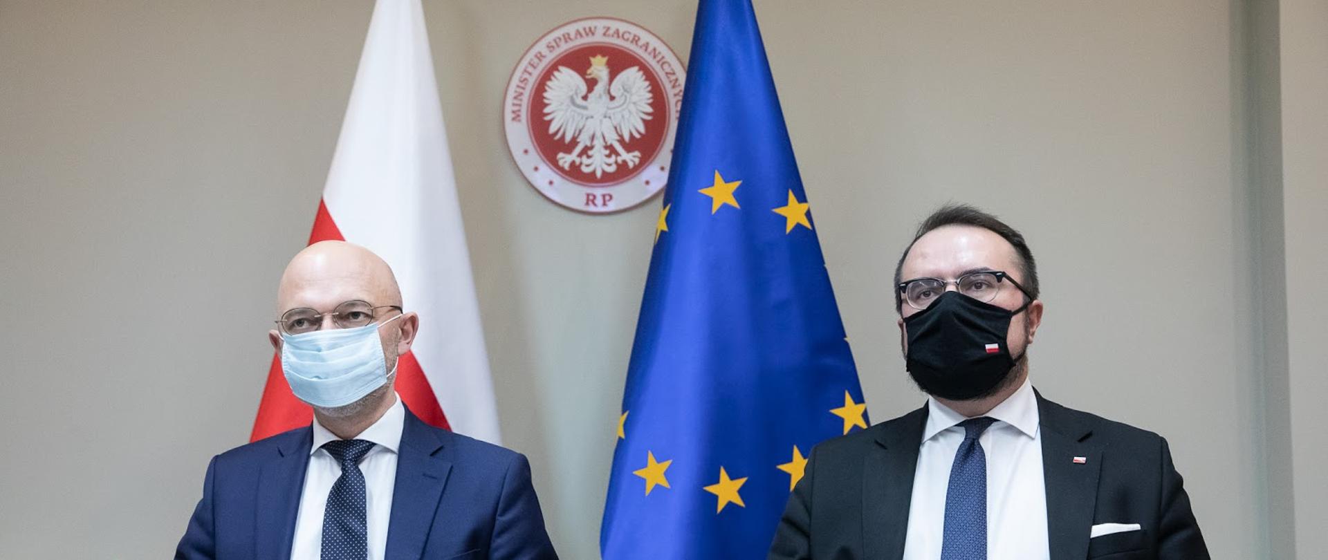 2020.10.30 Warszawa . Minister Pawel Jablonski . Minister Michal Kurtyka . Wideokonferencja kandydata Polski na SG OECD .Fot. Tymon Markowski / MSZ