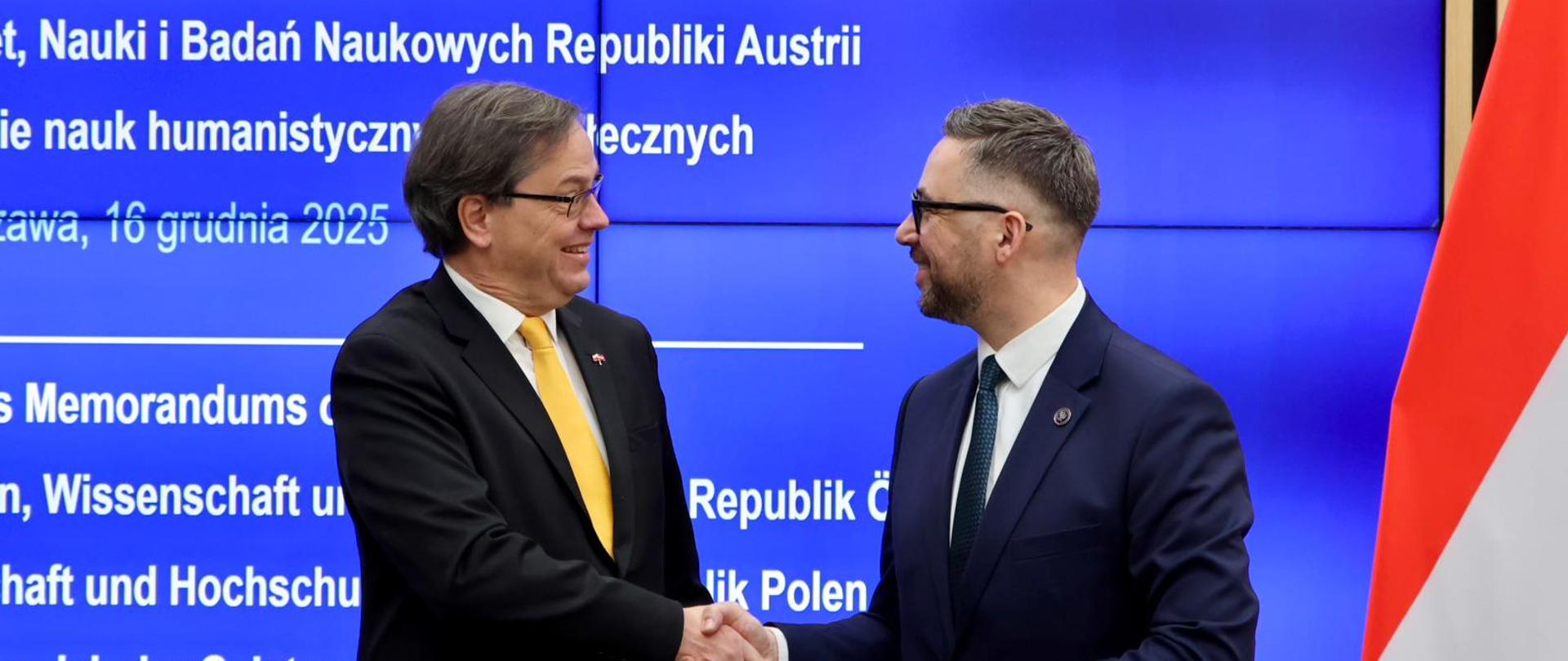 Podpisanie memorandum o porozumieniu ministrów Polski i Austrii