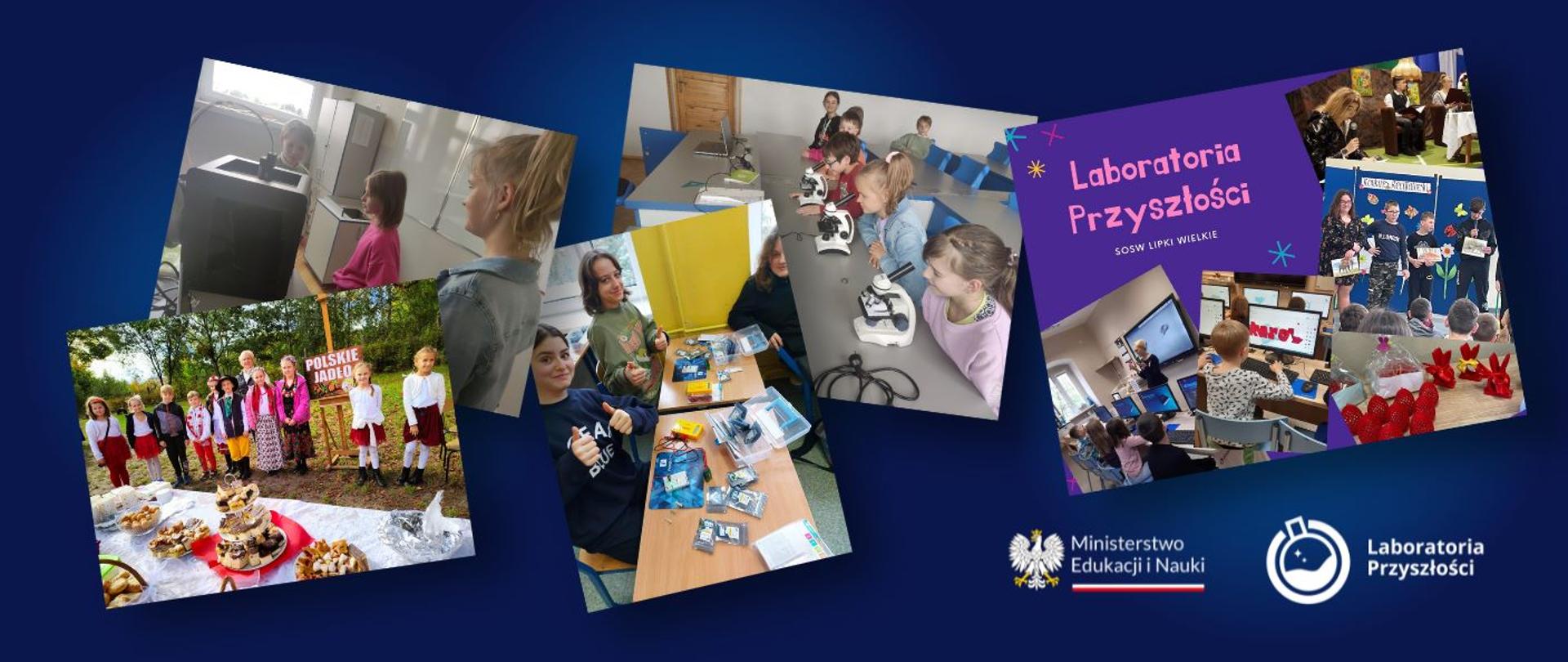 Kolaż ze zdjęciami przedstawiającymi uczniów w różnych miejscach na dworze, poniżej logo programu Poznaj Polskę.