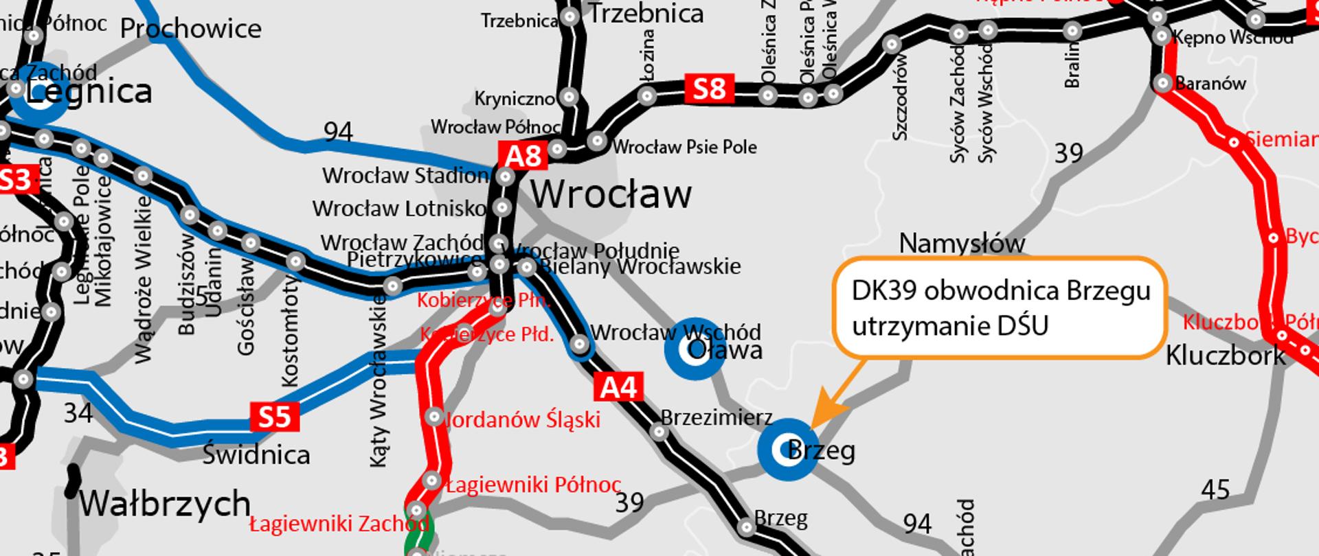 DK39 obwodnica Brzegu - mapa