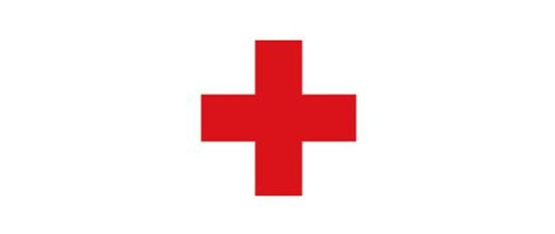 Ilustracja przedstawia na białym tle czerwony krzyż