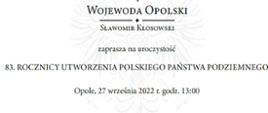 Zaproszenie na obchody 83. rocznicy utworzenia Polskiego Państwa Podziemnego