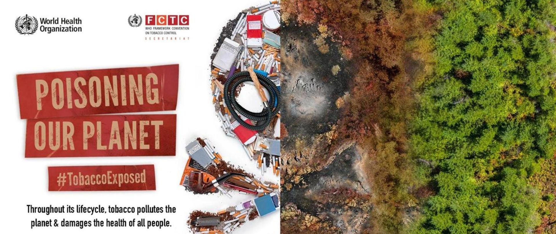 baner przedstawiający zaśmiecanie planety petami po papierosach