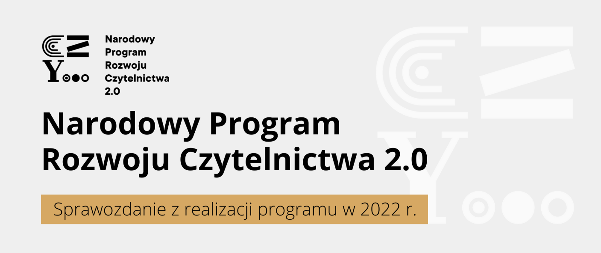 Grafika - logo NPRCz i napis Narodowy Program Rozwoju Czytelnictwa 2.0. Sprawozdanie z realizacji za 2022 r.