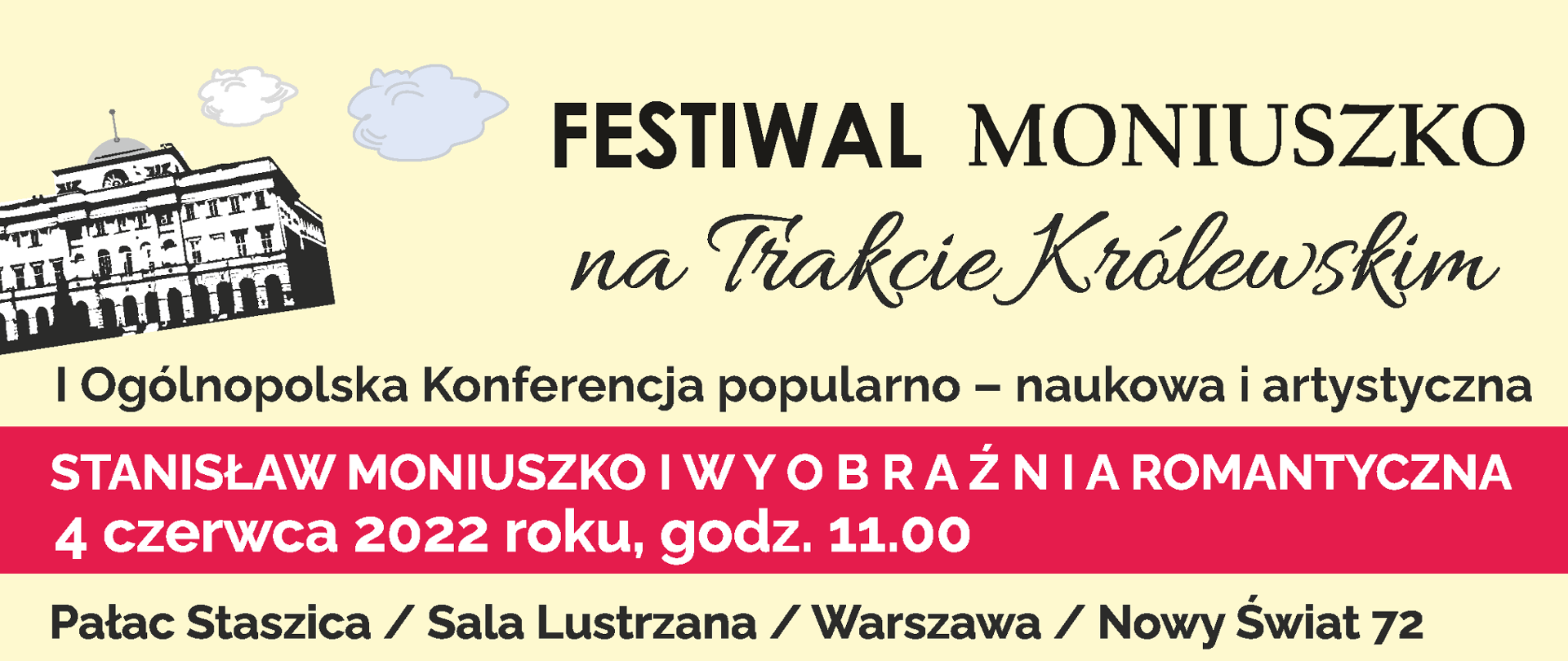 Plakat I Ogólnopolskiej Konferencji popularno-naukowej i artystycznej „Stanisław Moniuszko i wyobraźnia romantyczna” 4 czerwca 2022