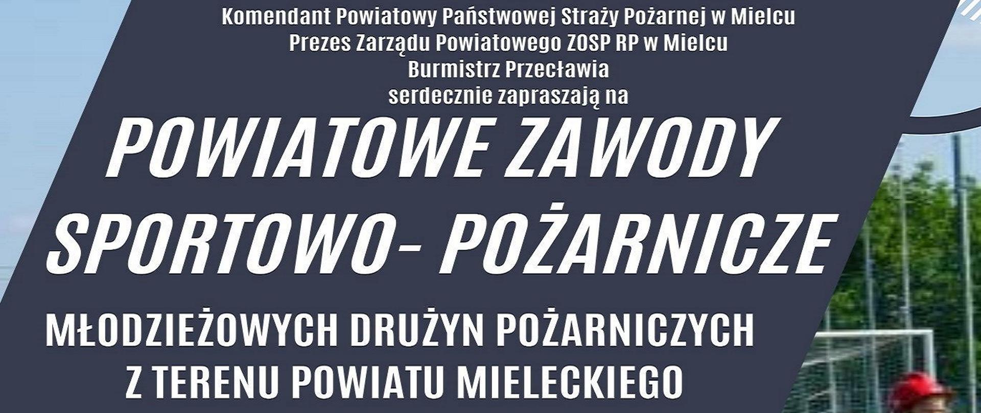 Granatowy Nowoczesny Plakat informujący o zawodach sportowo-pożarniczych MDP