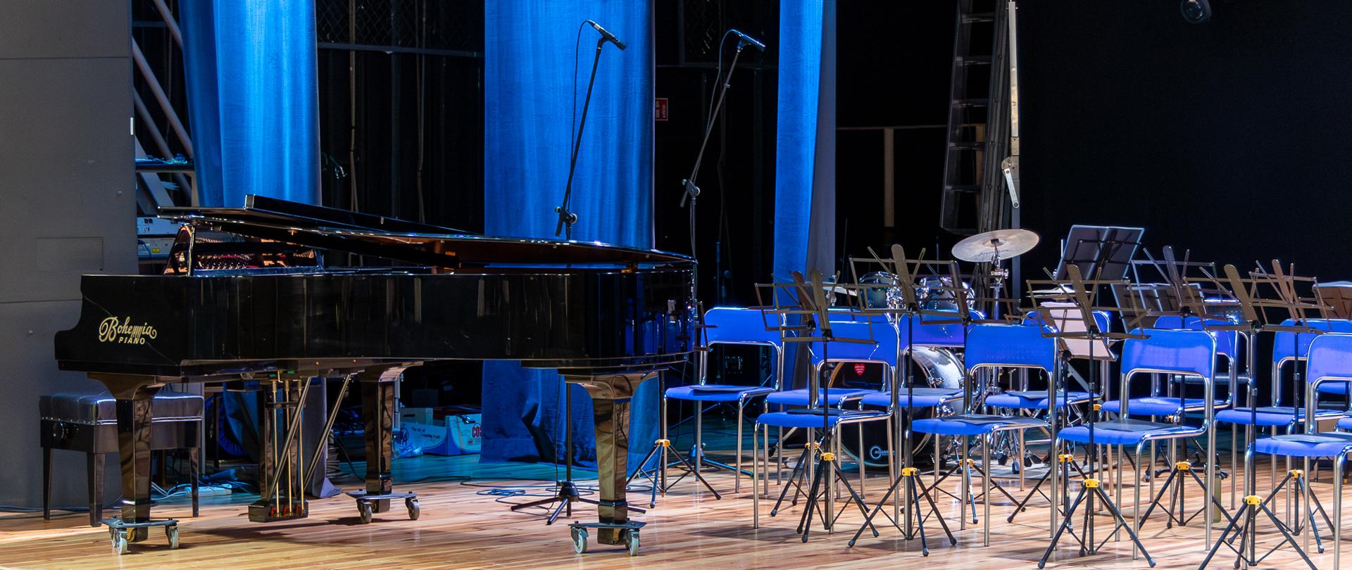 Koncert z okazji Dnia Patrona Szkoły. Scena Miejskiego Ośrodka Kultury w Głubczycach.