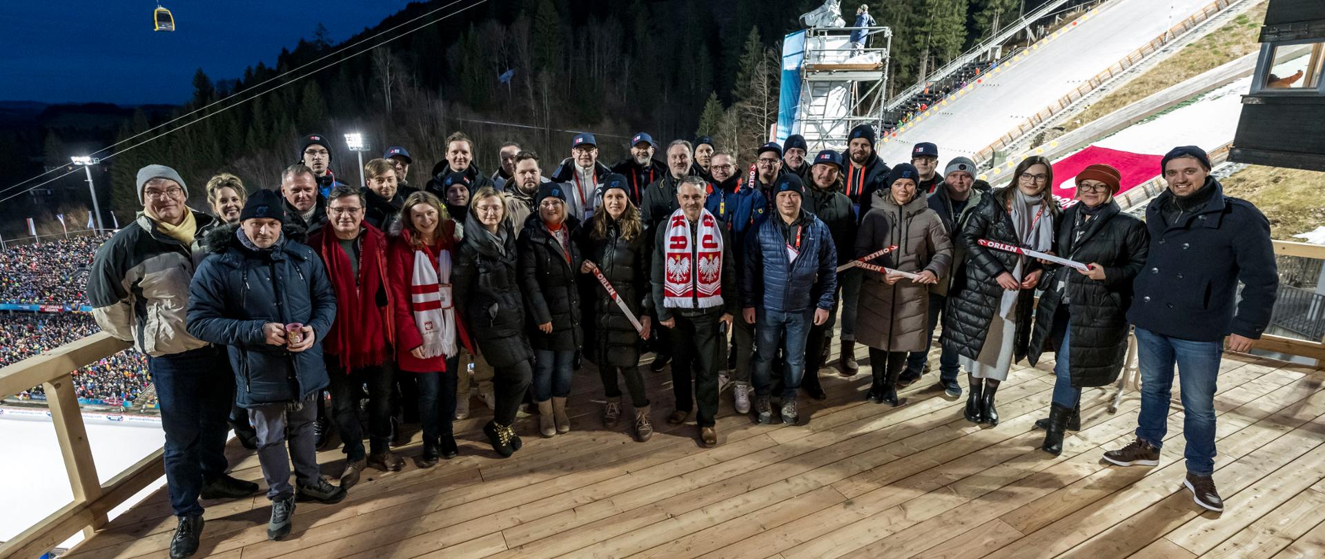 OBERSTDORF, GERMANY - DECEMBER 29: Orlen Group during the FIS World Cup Ski Jumping Four Hills Tournament Men Individual HS137 on December 29, 2023 in Oberstdorf, Germany. (Photo by Dominik Berchtold)
