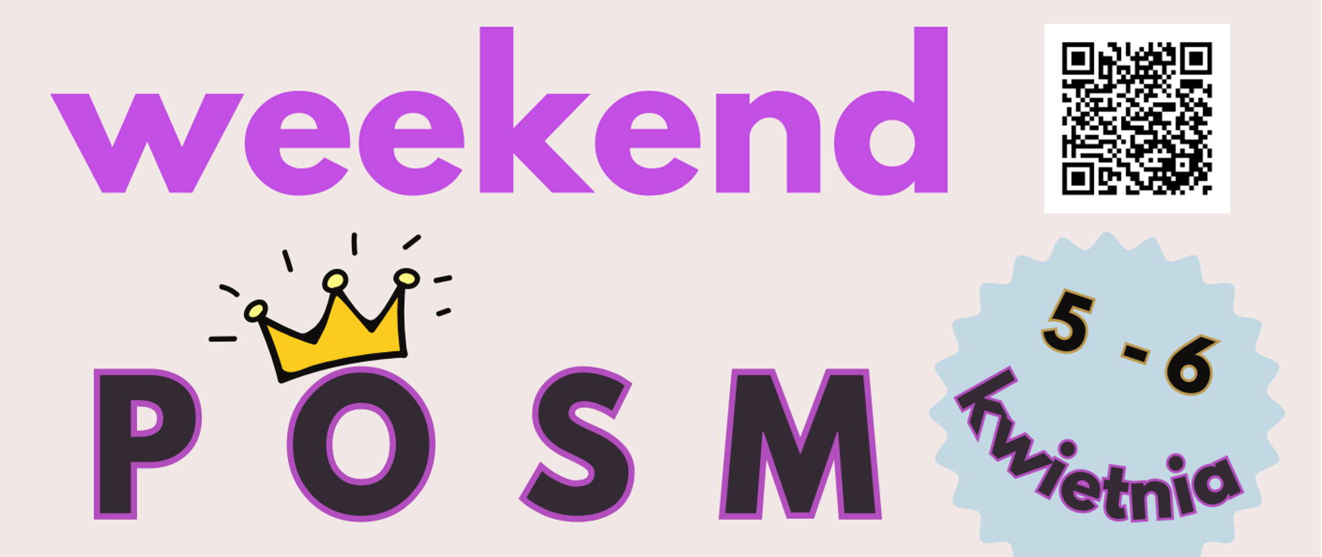 Plakat, tekst: weekend w posm, 5-6 kwietnia 2025 r., zgłoszenia do 29 marca 2025 r., indywidualne lekcje instrumentu, lekcje kształcenia słuchu