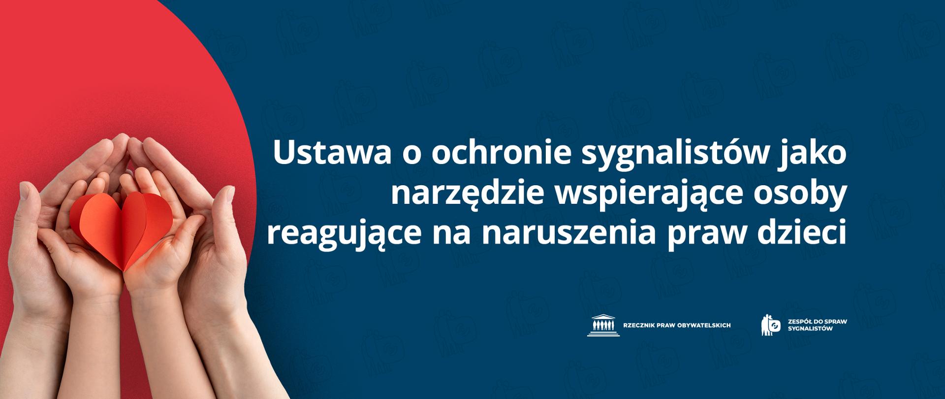 Plansza z tekstem "Ustawa o ochronie sygnalistów jako narzędzie wspierające osoby reagujące na naruszenie praw dzieci"