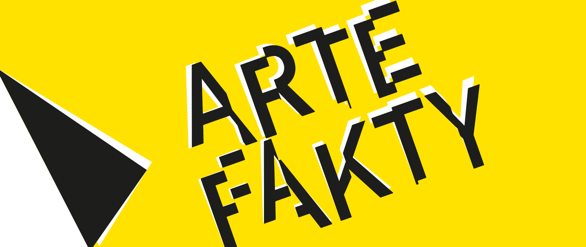 Żółta grafika z dużym napisem Artefakty