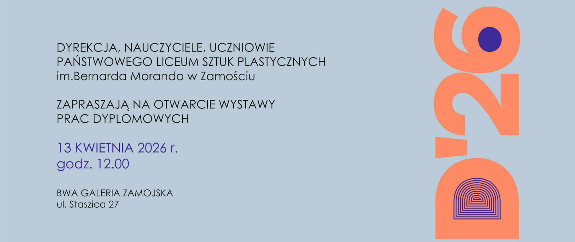 plakat, na szarym tle kolorowe napisy