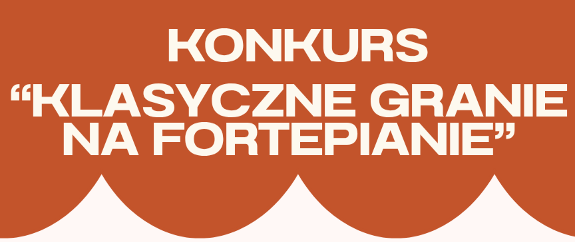 Na plakacie widnieje elegancki fortepian ustawiony w jasnej sali z dużymi oknami. Tło plakatu jest w odcieniu ciepłej ceglanej czerwieni i kremowej bieli. W górnej części umieszczono napis: „Państwowa Szkoła Muzyczna I i II st. im. Fryderyka Chopina w Nowym Targu – Sekcja Instrumentów Klawiszowych”. Centralnie, dużymi białymi literami: „Konkurs Klasyczne granie na fortepianie”.
Na dole podano szczegóły wydarzenia: Sala kameralna, 13 listopada 2025 r., godz. 16:15 oraz dopisek „Serdecznie zapraszamy!!!”