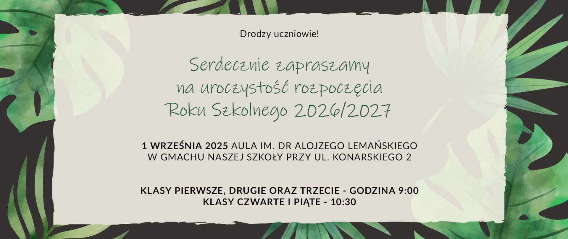 Rozpoczęcie Roku Szkolnego 2026-2027
