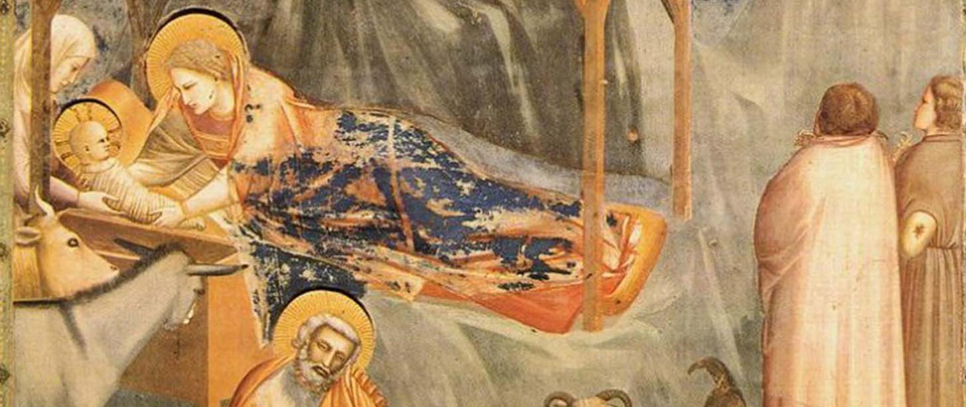fot. Giotto, Narodziny ( Sceny z życia Chrystusa), 1304-1306, fresk, Kaplica Scrovegnich, Padwa (fragment)