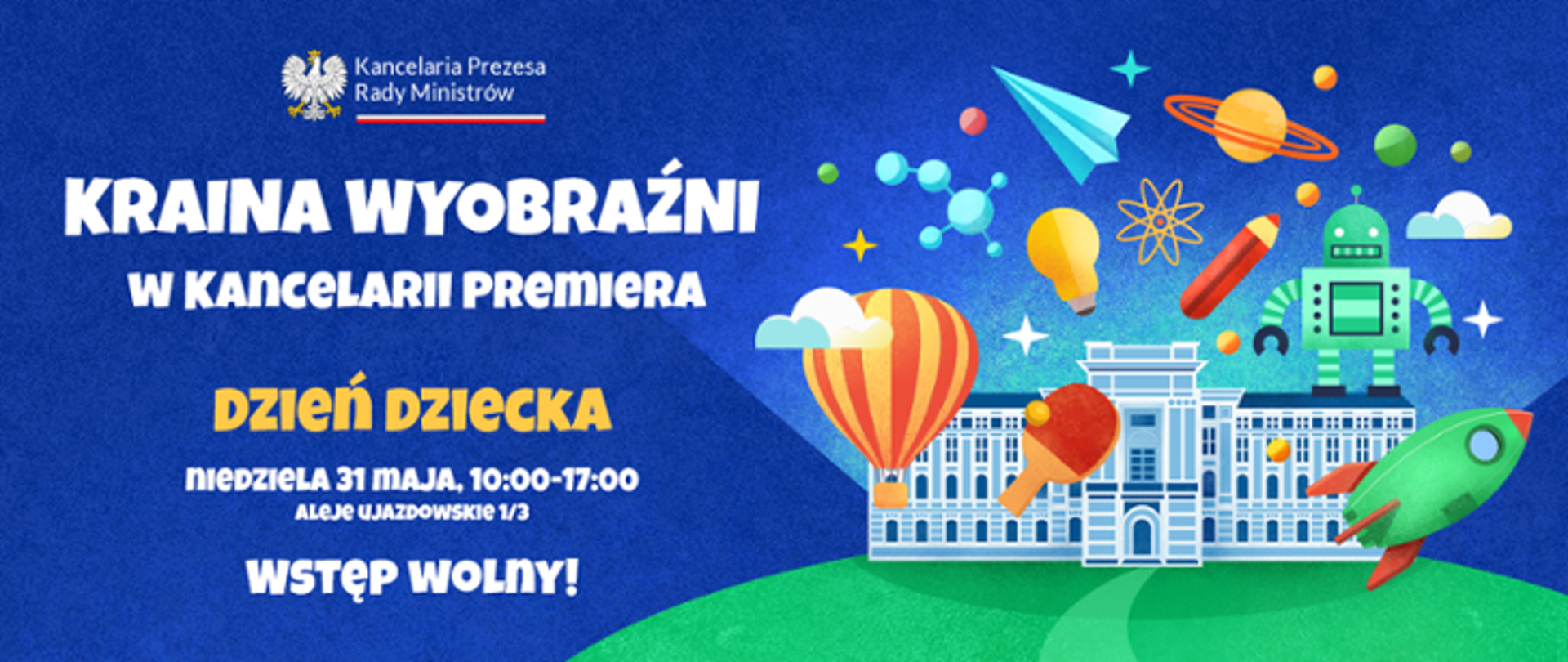 W ogrodach Kancelarii Prezesa Rady Ministrów w niedzielę 31 maja odbędzie się piknik z okazji Dnia Dziecka. Na najmłodszych uczestników czekać będą liczne atrakcje, zabawy i aktywności przygotowane przez ministerstwa i instytucje publiczne.
