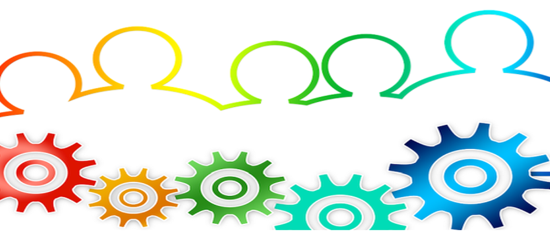 Schemat - zarys kolorowych postaci z trybami