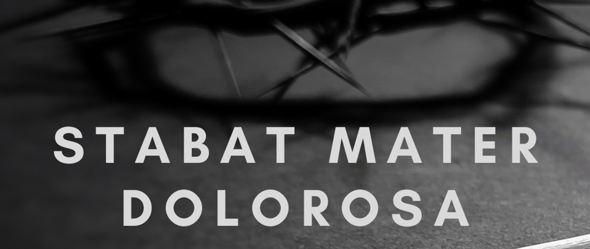 Plakat na ciemno-szarym tle a na nim cierniowa korona i część drewnianego krzyża. Od góry pełna nazwa szkoły, poniżej tytuł koncertu, następnie wykonawcy, logo szkoły a na dole miejsce i czas koncertu